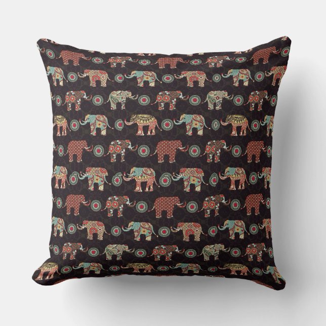 Almofada Capa de Travesseiro com Padrão de Elefante Decorat (Frente)