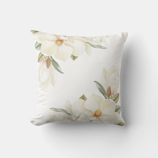 Almofada Capa de Travesseiro de Flor de Magnólia Branca e M (Frente)