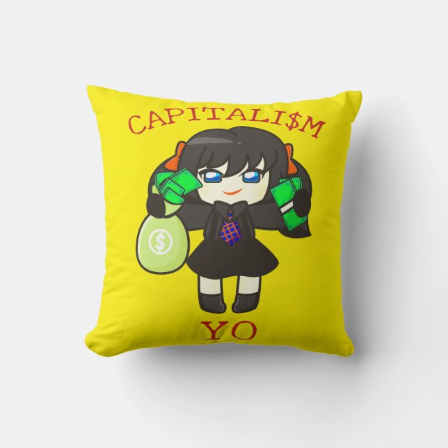 Almofada Capitalism Yo - Anime Money Girl Hustle  (Frente)