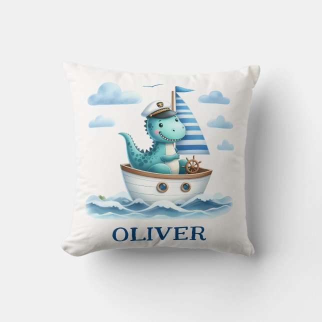Almofada Capitão Náutico do Dinossauro Gelado Personalizado (Frente)