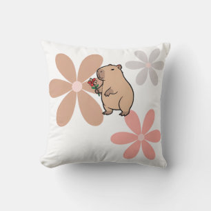 Almofada Capivara Fofa Com Flor