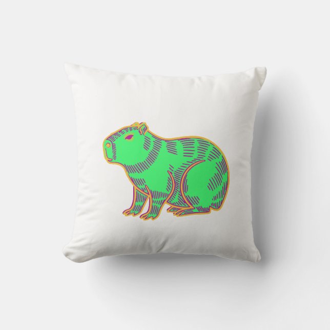 Almofada Capivara Neon – Animal Colorido Fofo  (Frente)