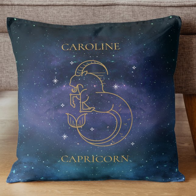 Almofada Capricórnio Astroógico - Sinal Zodiac - Presente (Astrological Capricorn Zodiac Sign Name Gift Throw Pillow)