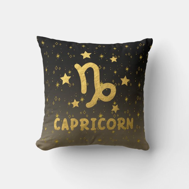 Almofada Capricórnio Zodiac Preto e Travesseiro decorativo  (Frente)