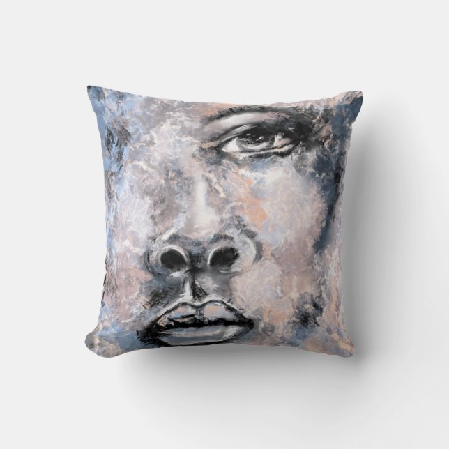 Almofada Cara de Mulher - Pintura Moderna de Abstrato (Frente)