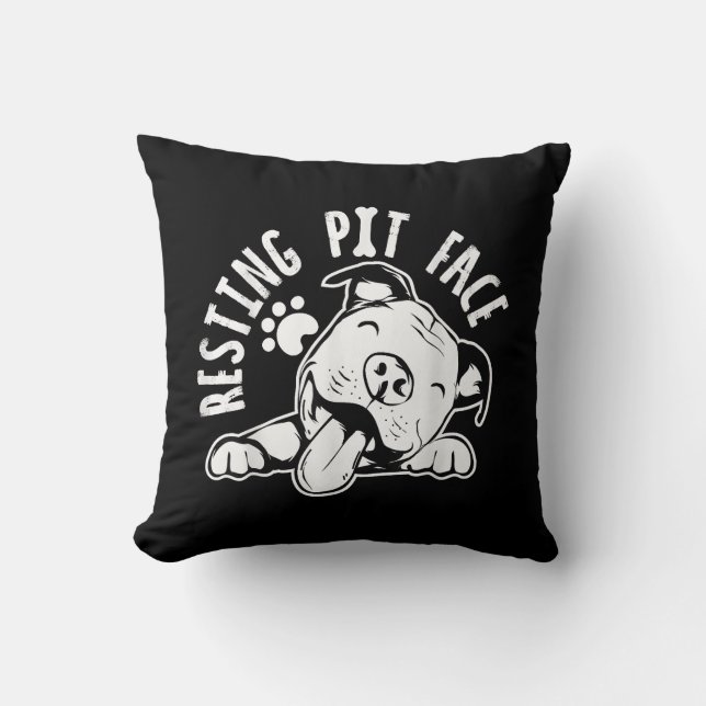 Almofada Cara de Pit em Repouso  Meme Engraçado de Cachorro (Frente)