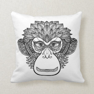 Almofada Cara do Doodle do macaco
