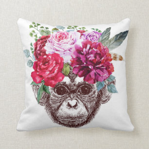 Almofada Cara do macaco da flor