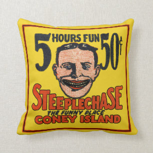 Almofada Cara engraçada de Coney Island do vintage