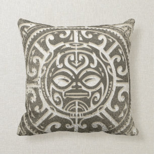 Almofada Cara tribal polinésia Brown