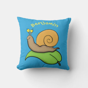 Almofada Caracol bonito e feliz numa ilustração de desenh