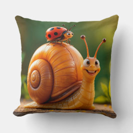 Almofada Caracol de desenho animado feliz hospedando joanin