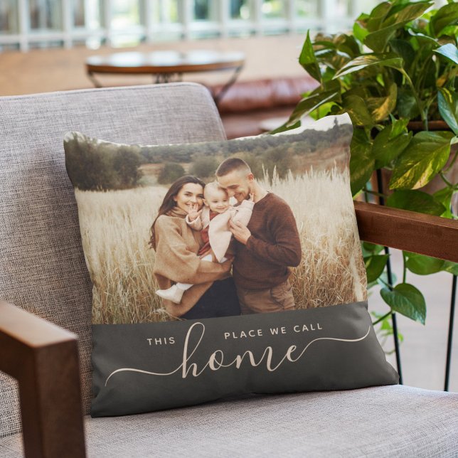 Almofada Caractere de Fotografia Simples de Script do Moder ("home sweet home" - lovely addition to your cozy abode)