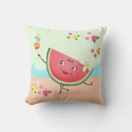 Almofada Caractere de melancia e praia em Cute
