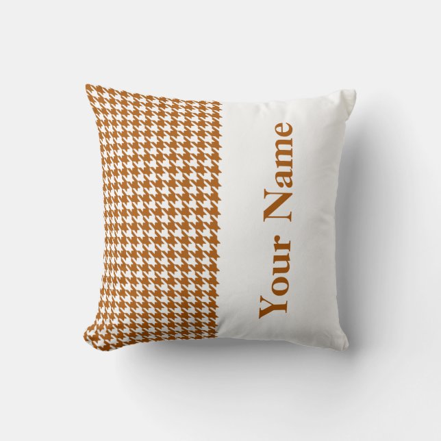 Almofada Caramel Modern Houndstooth com Nome (Frente)