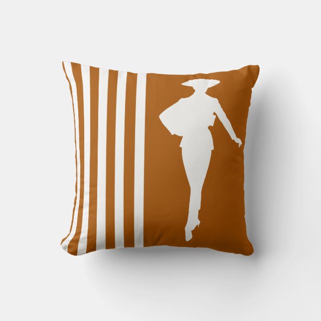 Almofada Caramel Modern Stripes com Silhouette de Moda (Frente)
