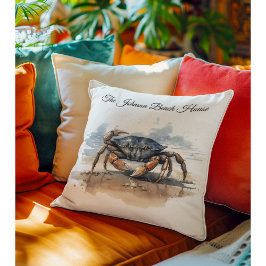 Almofada caranguejo caminhando na praia, personalizável