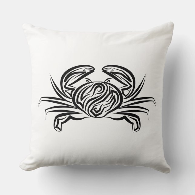 Almofada Caranguejo Tribal Negro e Branco (Frente)
