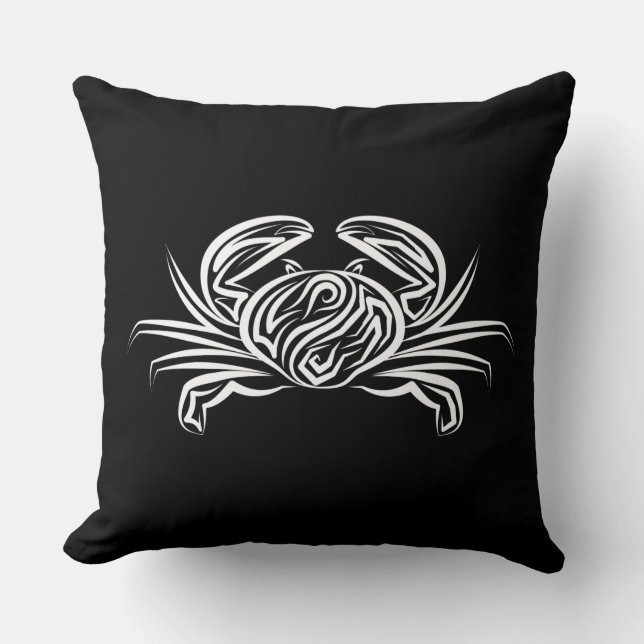 Almofada Caranguejo Tribal Negro e Branco (Frente)