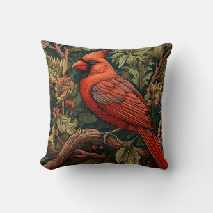 Almofada Cardeal Florestal, William Morris Style