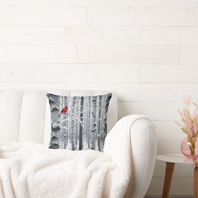 Almofada Cardeal Solitário em Floresta de Árvore Birmanesa (Sofá)