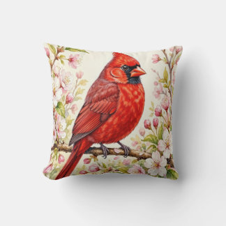 Almofada Cardinal vermelho com flores