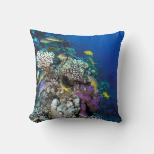 Almofada Cardumes de Salmonete em torno de Pequeno Coral