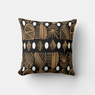 Almofada Caribe Tribal Mudclose: Preto, Branco, Dourado