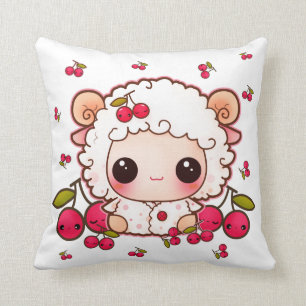 Almofada Carneiros do bebê de Kawaii e cerejas bonitos
