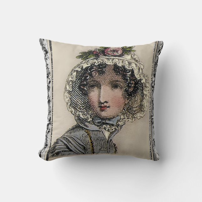 Almofada Caroline, Jane Austen inspirou preto, romântico (Frente)