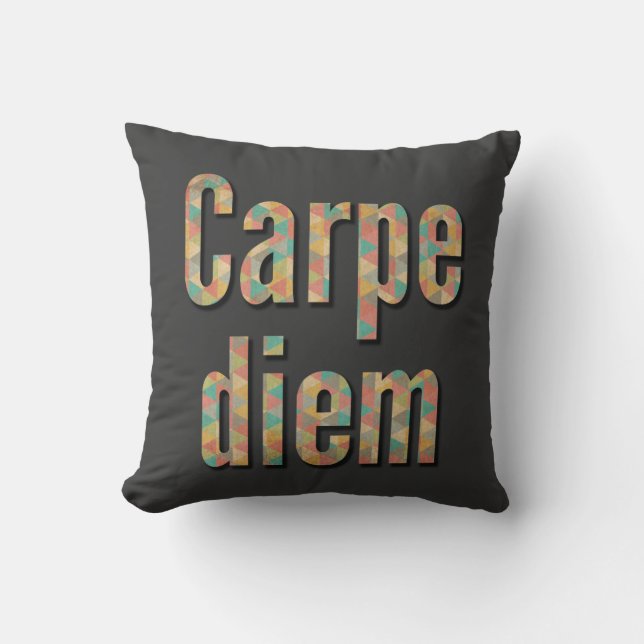 Almofada Carpe diem Seize o dia Geometric Black (Frente)