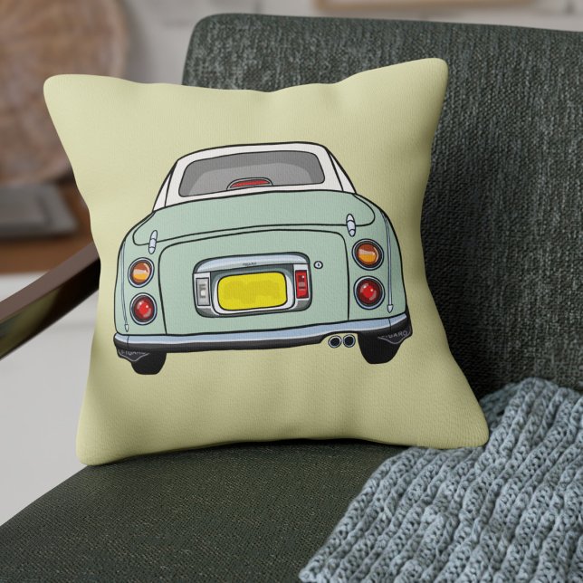 Almofada Carro de Figuras Verde-Esmeralda (Fun emerald green figgy on a lighter green pillow perfect for your car or home)