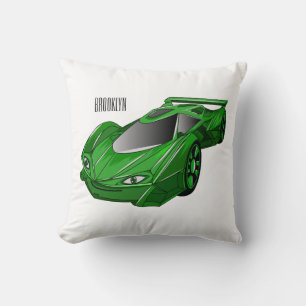 Almofada Carro desportivo verde com ilustração aerofoil