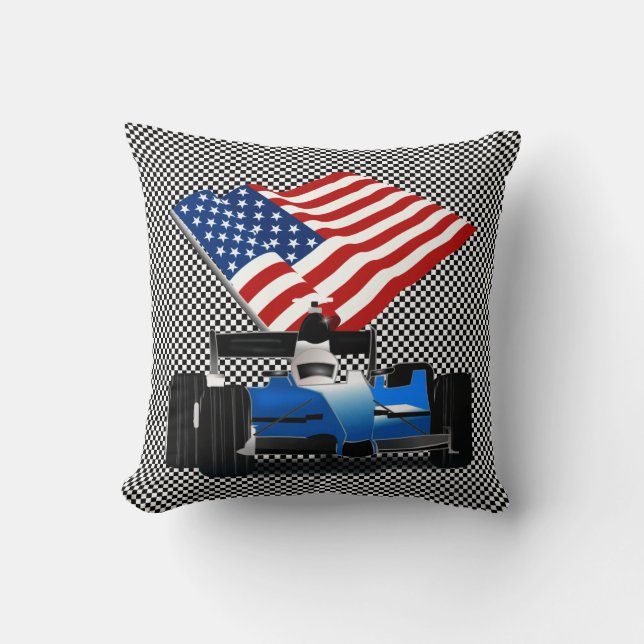 Almofada Carro Race com bandeira americana (Frente)