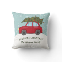 Carro Vermelho Carregando Árvore Natal Mais Alegre