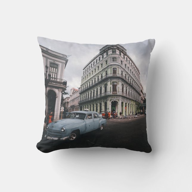 Almofada Carro vintage Clássico Azul Cityscape (Frente)