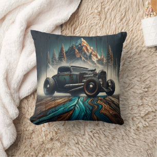 Almofada Carro vintage na paisagem de montanha