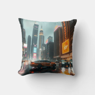 Almofada Carros da cidade de arranha-céu Cyberpunk