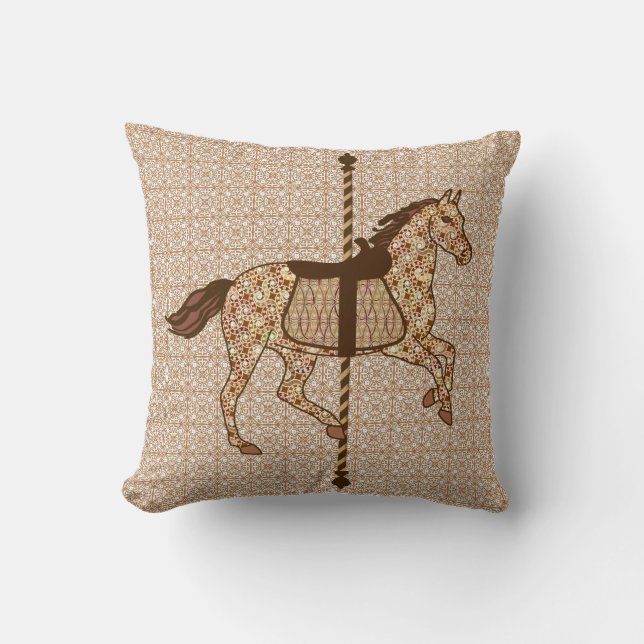 Almofada Carrossel Horse - Castanho-chocolate e bronzeado (Frente)
