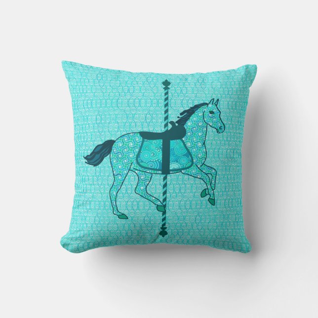 Almofada Carrossel Horse - Turquesa e Aqua (Frente)