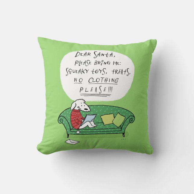 Almofada Carta de Cachorro aos Papais noeis - Design de Nat (Frente)