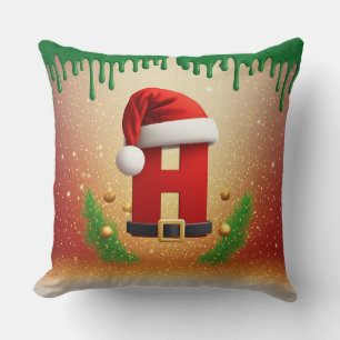 Almofada Carta de Natal H Com Coroa de Pinheiro Olhar de Na