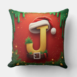 Almofada Carta de Natal J Com Monograma de Natal 🎅