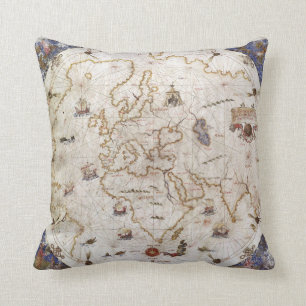 Almofada Carta de Portolan do mundo 1519