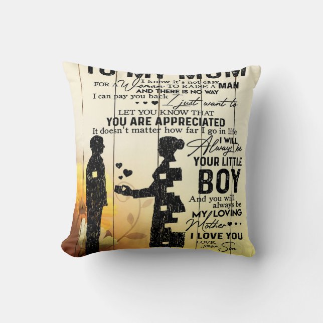 Almofada Carta Personalizada à Mãe, para o presente da minh (Frente)