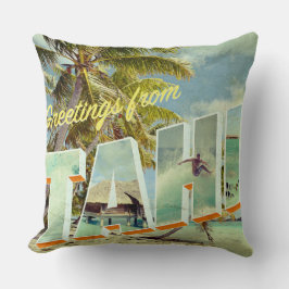 Almofada Cartão da foto do vintage de Tahiti