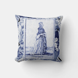 Almofada Cartão da senhora Vintage Tarot no índigo Toile