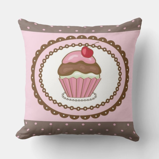 Almofada Cartão de aniversário com cupcake (Frente)