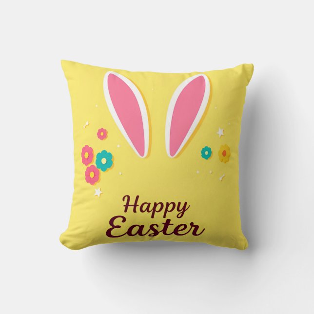 Almofada Cartão de Celebração de felz pascoa com Ouvidos Co (Frente)