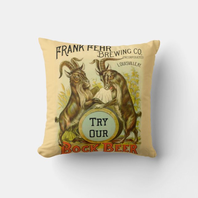 Almofada Cartaz de Cerveja Bock Vintage: Antigo Salão de Bo (Frente)
